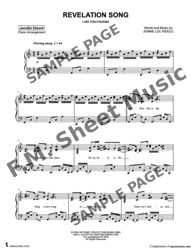 Revelation Song (Late Intermediate Piano) By Phillips Craig &amp; Dean, Kari Jobe - F.M. Sheet Music ...